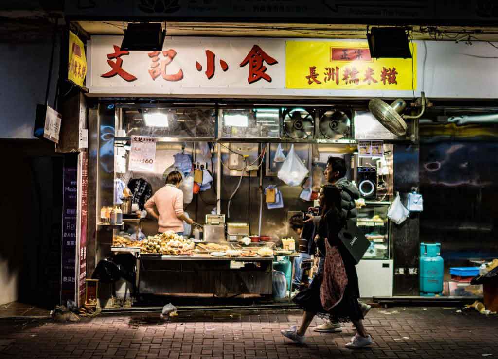 Street photography of local eatery from outside in Hong Kong
